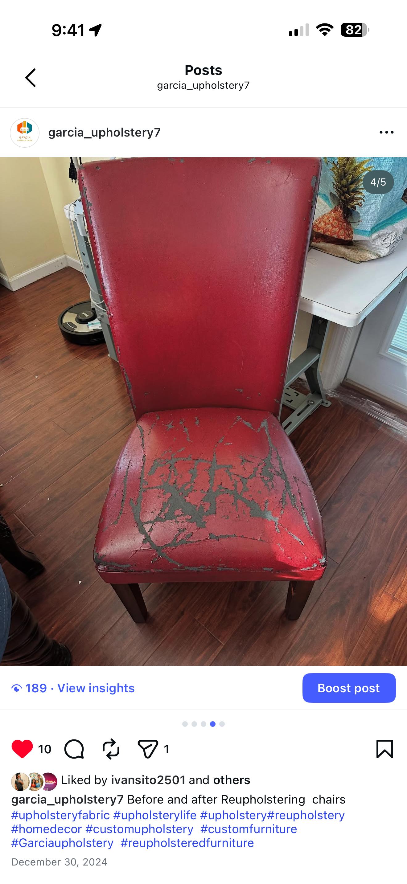 Before upholstery repair