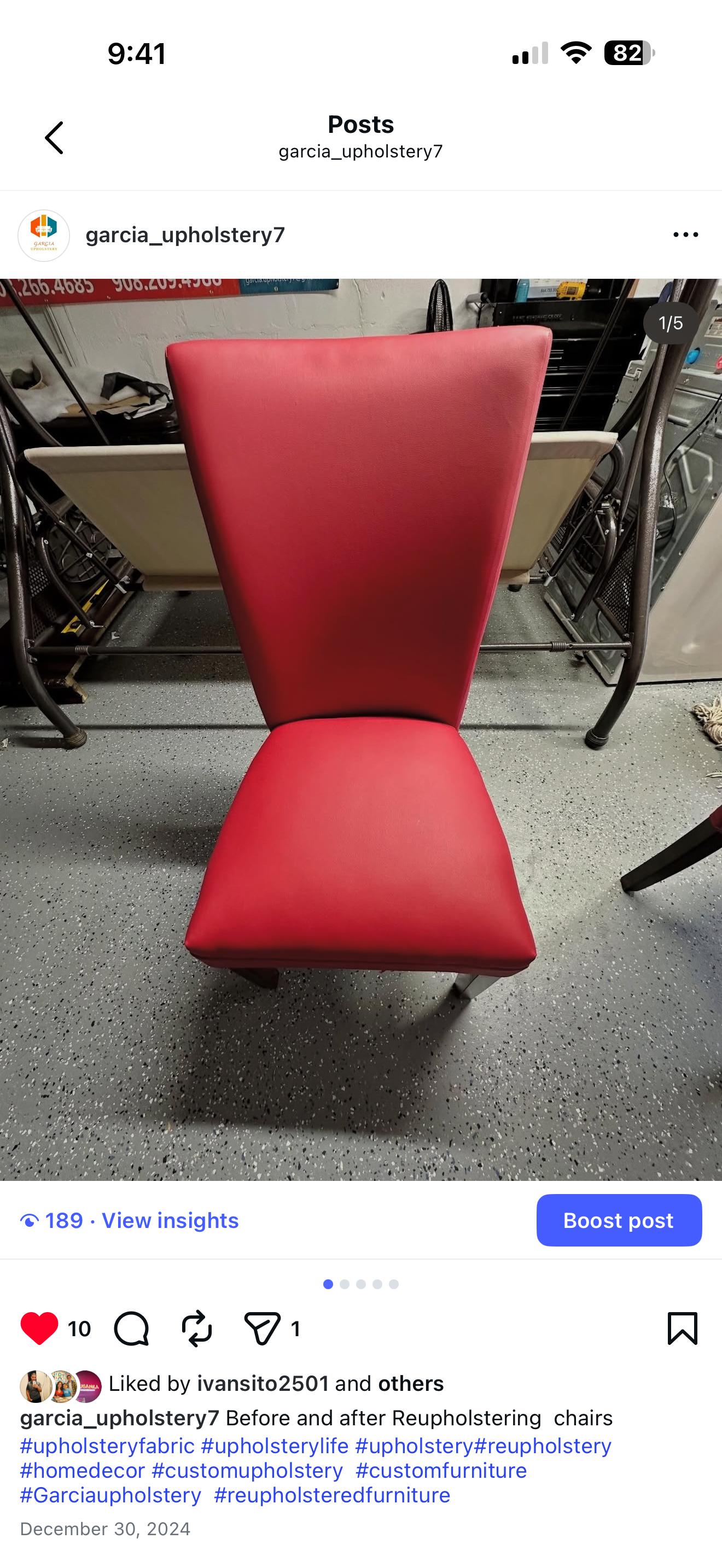 After upholstery repair